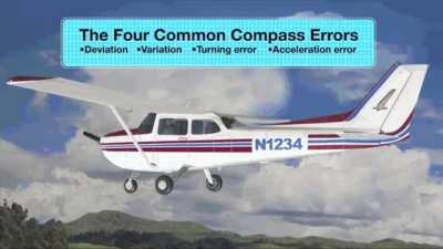 Airplane magnetic compass, how it works and four common compass errors.