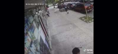 POS attacks elderly man in front of FDNY Firefighters - Video Credit @NYC401