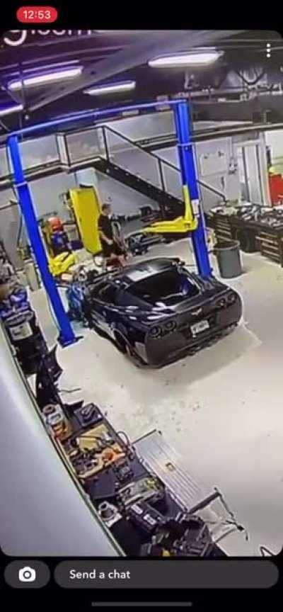 Mechanic discovers an efficient method of removing both fenders at the same time