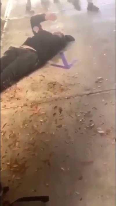 kid stomps out grown man