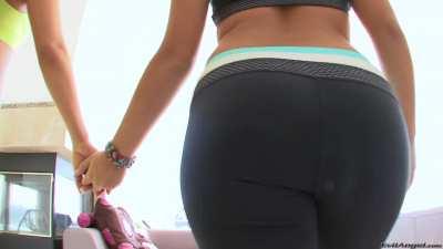 Asa Akira & Jynx Maze going for a walk with their fatass