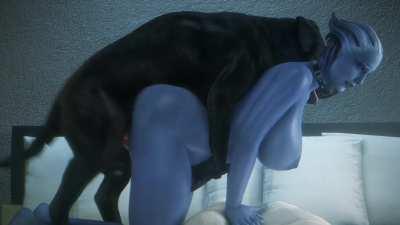 Liara on her hands and knees taking her dogs big cock (noname55)