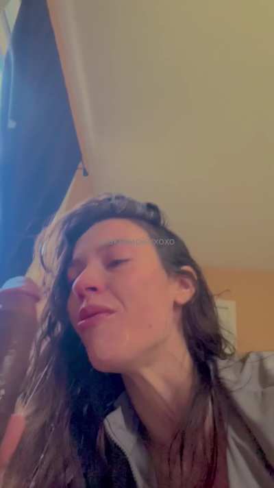 Sucking his soul off.