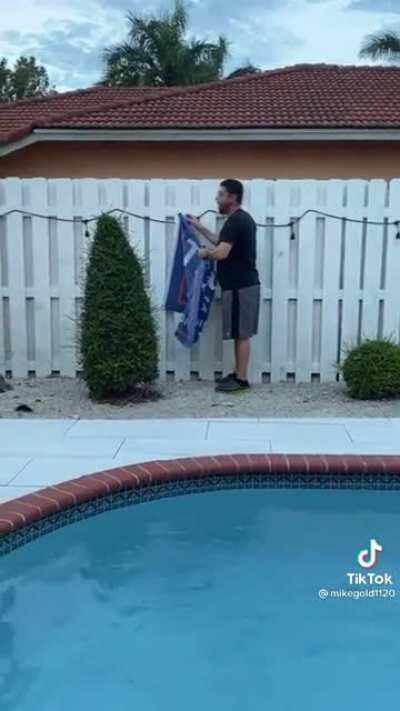 Man changes Trump flag to you know what I’m talking about 😆😆😆😆😂😂😂😂