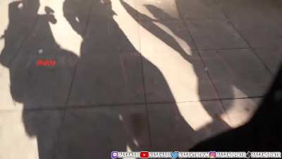 Youtuber HasanAbi at a No Kings protest, reacts to a protestor being shot in the head and knocked down by a rubber bullet right in front of him.