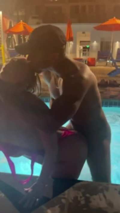 gorgeous and passionate sex in the pool in public