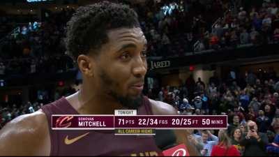 [Highlight] Donovan Mitchell stands tall postgame amidst MVP chants led by Cedi Osman