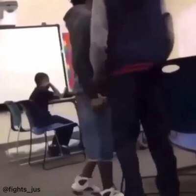 Gotta give credit so the kid on the right for taking those hits