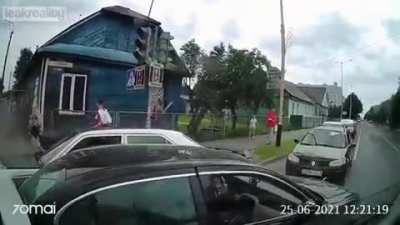 Speeding Idiot Runs into a Firetruck...