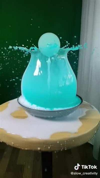 dropping this rubber ball into liquid