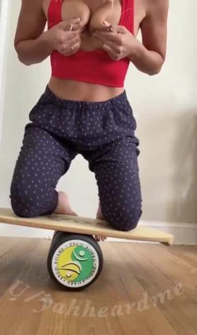 Balance, grace and milky titties in yo face