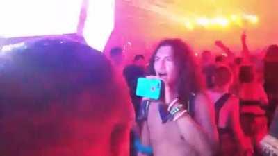 Guy with the blue phone recording the dodecahedron.