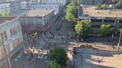 Protesters going up Capitol Hill