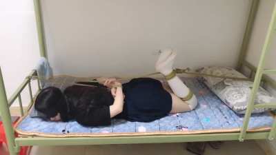 Asian girl hogtied