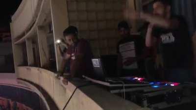 Rave breaks out mid protest. Tripoli, Lebanon