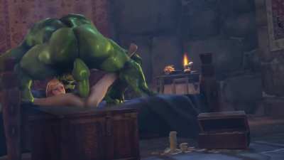 Anna decided to let the lone messenger Orc enjoy her before returning to the Orc Kingdom. She didn't realize he was packing so much heat. (Sound)