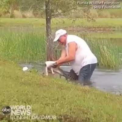 This man jumped in the water and pried his little puppy out of a gator's jaws.