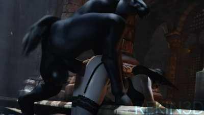 *Warning Beastality* Lady Dimitrescu gets fucked by Horse men (Rekin3D) [Resident Evil]