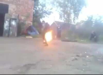 Dancing right next to a burning car nsfw