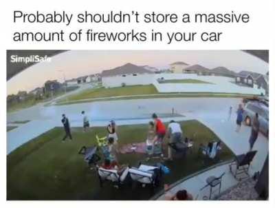 Fireworks in the back of a car