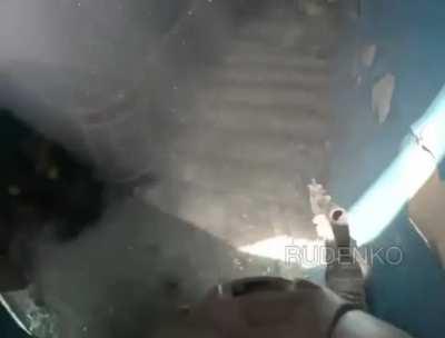 Ukrainian Soldiers getting shot while clearing a building . This was a couple months back. (Camera man most likely dead, first man wounded)