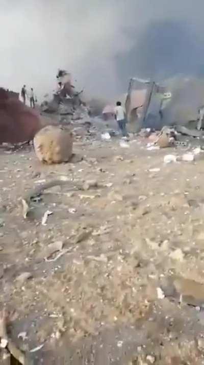 Aftermath of Beirut explosion, warning dead bodies.