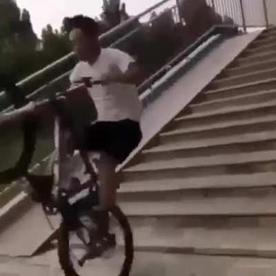 Lets do a wheelie while going down the stairs