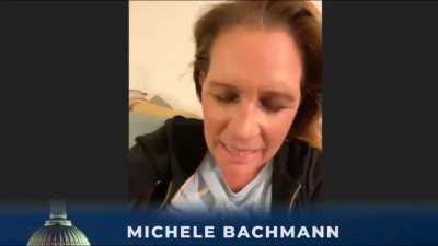 Former Republican Congresswoman Michelle Bachmann asking God to use his iron rod to smash Joe Biden. Totally normal...