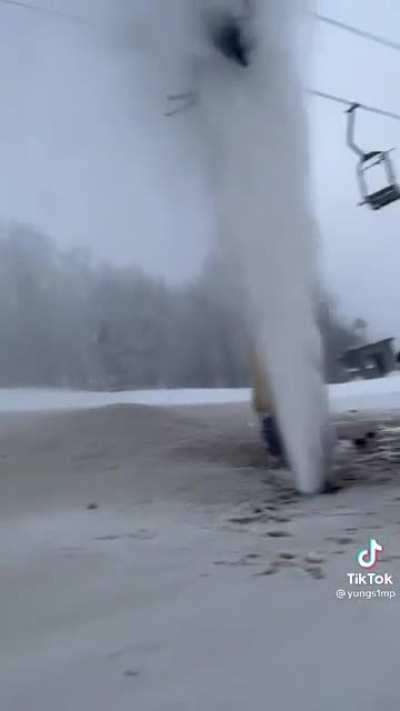 Pipe burst at Beech Mountain this poor lady was stuck there in freezing water for like 5 mins.