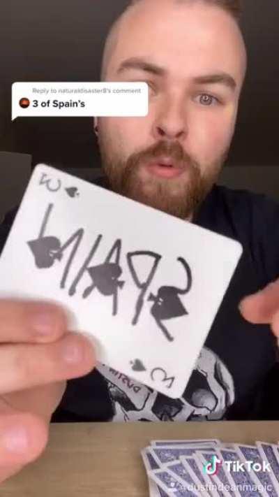 I set out a goal to get to 10K tonight and to do so I replied to every comment of a playing card with these. This is a comp of that..