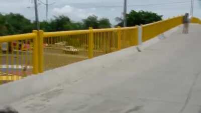 Robbing a news reporter at gun point.