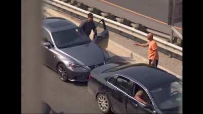 Police interview gets interrupted by road rage