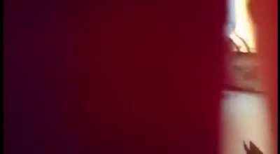 German kid playing with fire