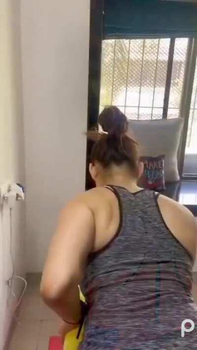 Priya Bapat's Workout video. Some parts are cut out and edited to slow motion. You can her thick yet tight figure in this.