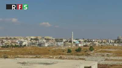 FSA uses a Hell Cannon to shell fortified SAA positions in the Al-Assad Suburb of Aleppo, Syria.
