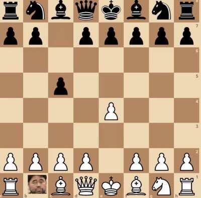 I sneakily replaced a Knight with Hikaru Nakamura, and won in two turns with 1. e4, c5, 2. HNxd8#