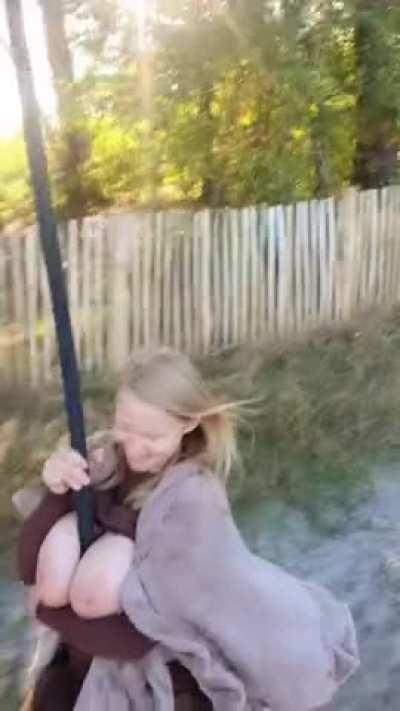 A little embarrassed, but I present to you a new way of zip line descent. Big boobs helped me keep my balance. Heh