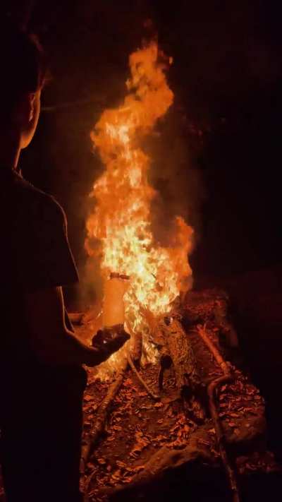 White spirirt on a fire