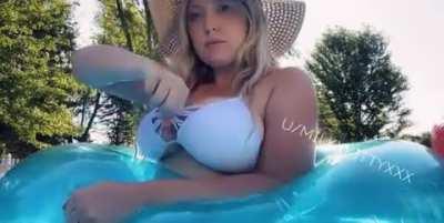 My neighbors have a very clear view of our pool... I hope they appreciate me 😜