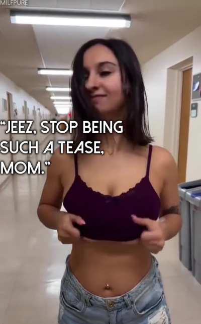 Mom flashing her son