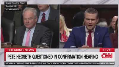 Tim Kaine Calls Out Pete Hegseth For Being A Piece of Shit