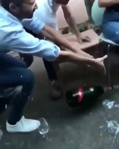 WCGW if I open this extra large bottle of champagne while balancing it on my palm?
