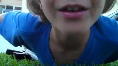 The kids face at the end & his squealing cry