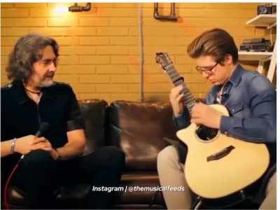 Man constantly adjusting tuning to play different notes.