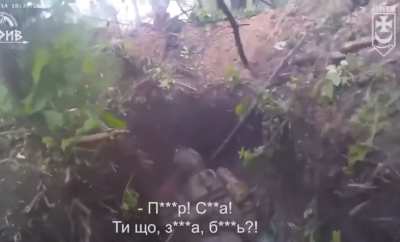 POV of soldier clearing a trench