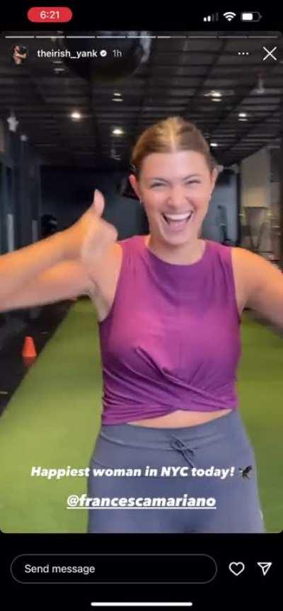 Fran in workout gear