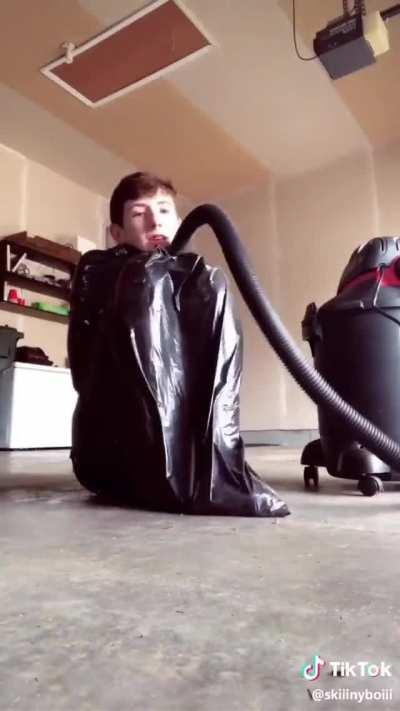 Vacuum sealed himself in a bag