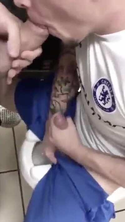 Dude blows his load after helping out his bro