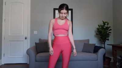 Modeling her workout clothes