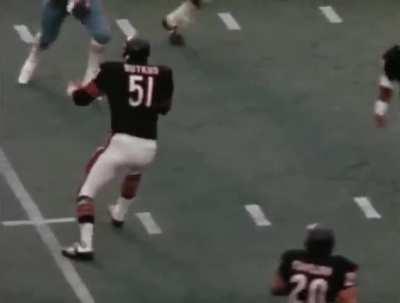 Butkus with the INT and a smidge of taunting